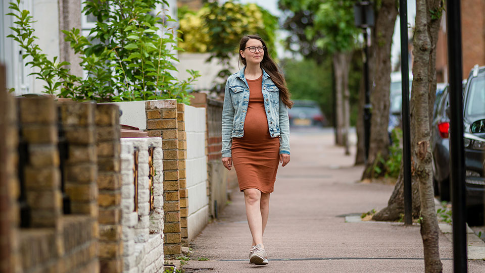 Pregnant woman walking
